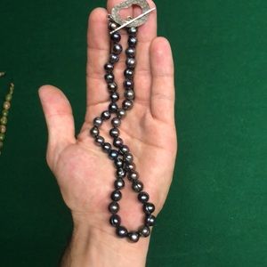 Black pearl necklace 925 silver